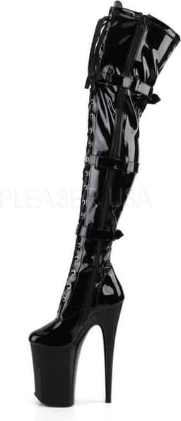 Pleaser - INFINITY-3028 Plateau Overknee Laarzen - Paaldans schoenen - 36 Shoes - Zwart — thumbnail 3