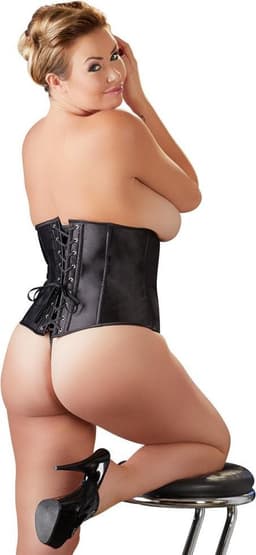 Cottelli Plus Size – Sexy Taille Korset met Verticale Staven en Veter Sluiting  – Maat 3XL – Zwart — thumbnail 2