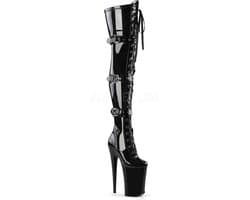 Pleaser - INFINITY-3028 Plateau Overknee Laarzen - Paaldans schoenen - 36 Shoes - Zwart