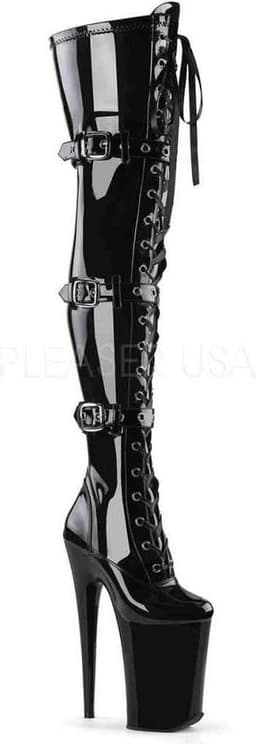 Pleaser - INFINITY-3028 Plateau Overknee Laarzen - Paaldans schoenen - 36 Shoes - Zwart — thumbnail 1