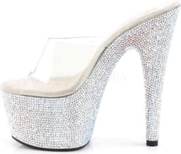 Pleaser - BEJEWELED-701DM Muiltjes - Paaldans schoenen - 40 Shoes - Zilverkleurig/Transparant — thumbnail 3