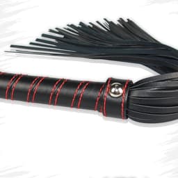 Lovetoy - Bondage Handboeien Zwart met Rood Leer Look - Kunstleer — thumbnail 5