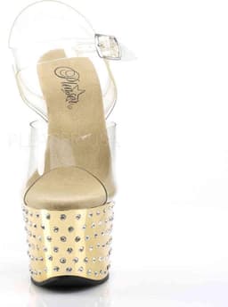 Pleaser - STARDUST-708 Sandaal met enkelband, Paaldans schoenen - Paaldans schoenen - 39 Shoes - Goudkleurig — thumbnail 4
