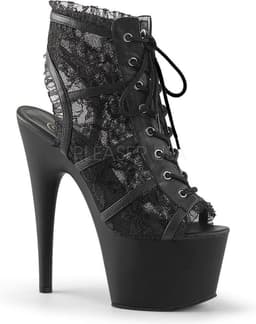 Adore-796LC plateau peeptoe enkellaars met kant en stiletto hak zwart - (EU 38 = US 8) - Pleaser — thumbnail 1