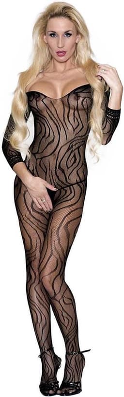 Zwart kanten open kruis bodystocking — thumbnail 2