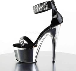 Pleaser - ADORE-769RS Sandaal met enkelband, Paaldans schoenen - Paaldans schoenen - 37 Shoes - Zwart/Zilverkleurig — thumbnail 3