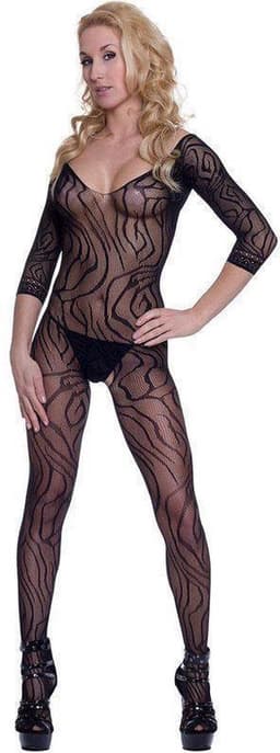 Zwart kanten open kruis bodystocking — thumbnail 1