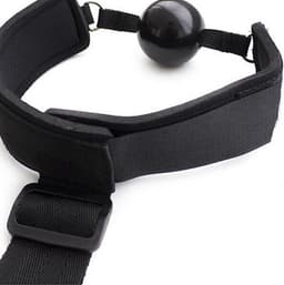 Bondageset- SM Mondbal met handboeien- Gagball-Bondagekit- seksspeeltjes- Gag ball met aaneengesloten halsband en handboeien voor onderdanigheid- zwart - BellaSupplies — thumbnail 3