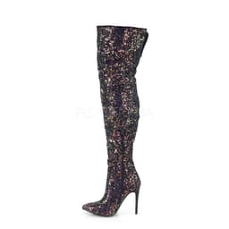 COURTLY-3015 - (EU 39 = US 9) - 5 Glitter Thigh High Boot, 1/3 Side Zip — thumbnail 3