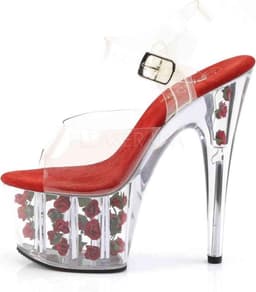Pleaser - ADORE708FL Sandaal met enkelband, Paaldans schoenen - Paaldans schoenen - 42 Shoes - Rood/Transparant — thumbnail 3
