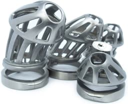 BON4Max Kuisheidskooi Pakket RVS Penis Kooien in Staal Pikkooi Complete Male Chastity Package 4 different sizes of Cock Cages in Stainless Steel — thumbnail 4