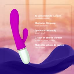 Intertoyseks Rabbit Vibrator – Clitoris & G-spot Stimulator – 10 Standen – 2 Motoren – Silicone – Paars — thumbnail 4