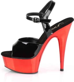 Pleaser - DELIGHT-609 Sandaal met enkelband - US 13 - 44 Shoes - Zwart/Rood — thumbnail 2