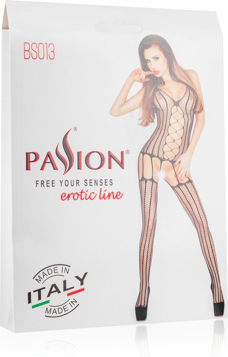 Rode netstof bodystocking met open kruis — afbeelding 1