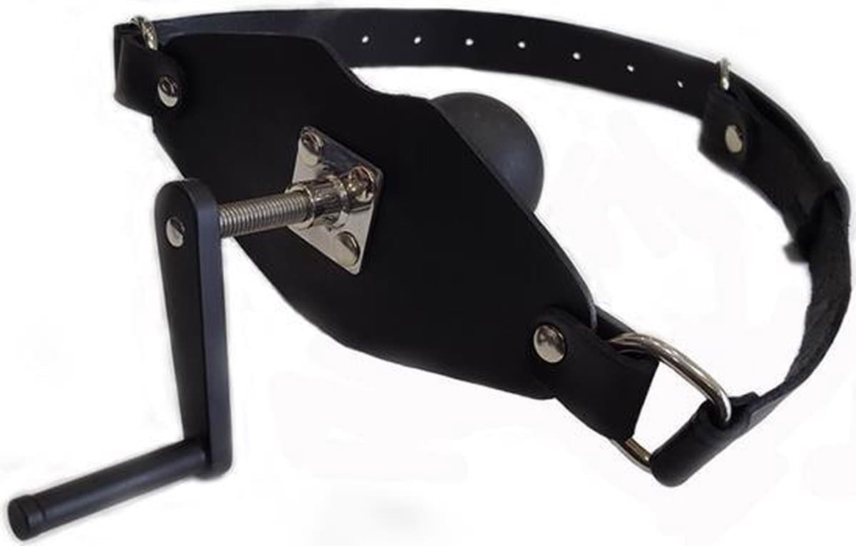 Black Label - The Killer - Lederen en Siliconen Ball Gag met Aandraaischroef - Zwart — afbeelding 1