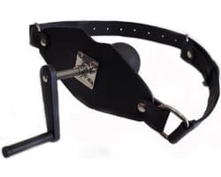Black Label - The Killer - Lederen en Siliconen Ball Gag met Aandraaischroef - Zwart