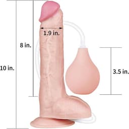 Spuitende Realistische Dildo met Knijpbal - 25.4 cm - Squirting Dildo - Met zuignap - Met balzak - Sex Toys — thumbnail 14
