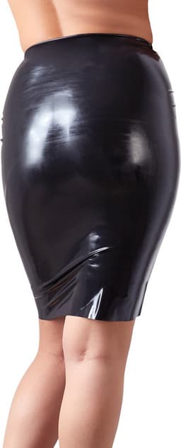 LateX – Latex Rok Wetlook en Extreem Spannend voor Feesten Taille Hoog en Knie Lang– Maat XL – Zwart — thumbnail 3