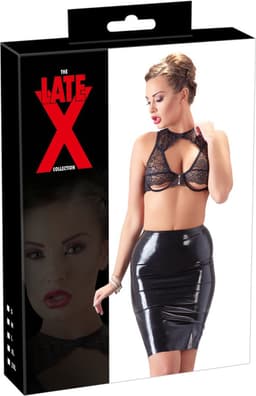 LateX – Latex Rok Wetlook en Extreem Spannend voor Feesten Taille Hoog en Knie Lang– Maat 2XL – Zwart — thumbnail 5
