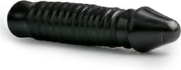 All Black Zwarte grote dildo met geribbelde schacht — thumbnail 3