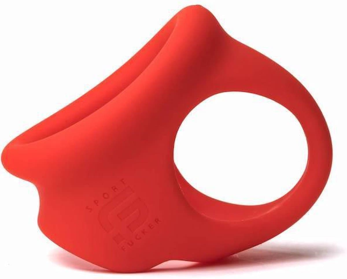 Sport Fucker - Cock Chute - Rekbare Cockring en Ballenspreider - Liquid Siliconen - Rood — afbeelding 1
