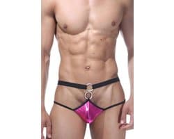 Heren String Fuchsia Synthetisch Leer Comfortabel Ondergoed Maat XS S M L XL