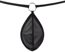 Zwarte Elegante String Herenondergoed Elastische Polyester met Ringdetails – Maat XS tot 4XL — thumbnail 1