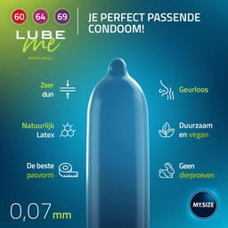 MY.SIZE condoom- + glijmiddelset met 100 ml Lube Me Natural & 3x3 condooms 60, 64, 69 mm | Glijmiddel op waterbasis | Glijmiddel geschikt voor toys & latexcondooms — thumbnail 3