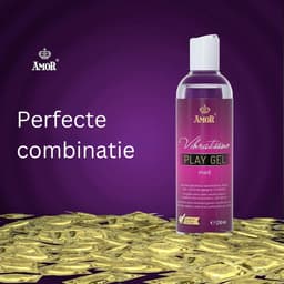 Vibratissimo Play Gel met 250 ml & AMOR Condooms Nature 50-pack I Watergebaseerd glijmiddel & condooms 53mm breed I Glijmiddel Gel voor speeltjes & latex condooms — thumbnail 2