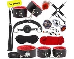 Sensa BDSM set - Bondage set voor koppels - Sexspeeltjes voor koppels - Seksspeeltjes voor mannen - Buttplug set - Zwart / Rood