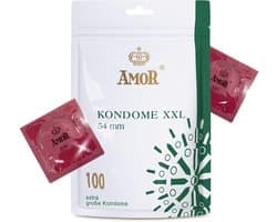 AMOR Premium Condooms, Met extra dunne of dikke wanddikte, Gevoelsecht, Ø 54 mm, XXL, Transparant, 100 stuks