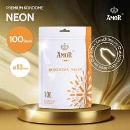 AMOR Premium Neon Condooms, Met extra dunne of dikke wanddikte lichtgevende condooms Ø 53 mm, 100 stuks — thumbnail 2