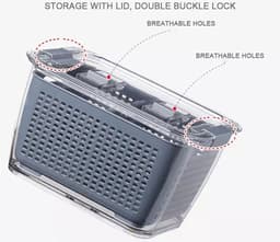 Plastic Opbergdoos Groenten Fruit Vers Houdendoos Koelkast Mesh Sieve Storage Organizer Mand Keukengereedschap Keukengereedschap (Color : 3PCS) — thumbnail 4