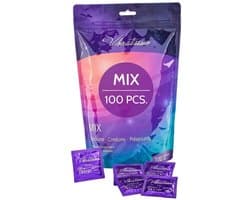 VIBRATISSIMO condooms Mix 100-pack gemengd | gevoelsecht & extra vochtig | Zakje dunne wanddikte & gearomatiseerd | flinterdun genopt & geribbeld | Natuurrubberlatex