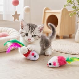 12 stuks kattenspeelgoed, muis, interactief speelgoed met veerstaart voor indoor katten, realistische pluche muizen om te jagen en te spelen, voor volwassen katten en kittens (willekeurige — thumbnail 5