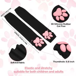 Handschoenen Lange Vingerloze Handschoenen Kawaii Roze 3D Klauw Leuke Kat Mouw voor Meisjes Cosplay Halloween Party — thumbnail 2