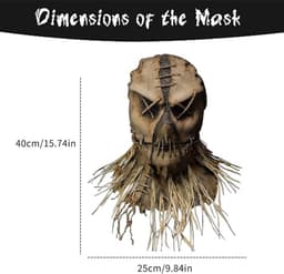 Halloweenmasker, vogelverschrikkermasker met strohaar, griezelig jutezakmasker, cosplaykostuumhoofddeksel voor volwassenen (Vogelverschrikker -1) — thumbnail 5