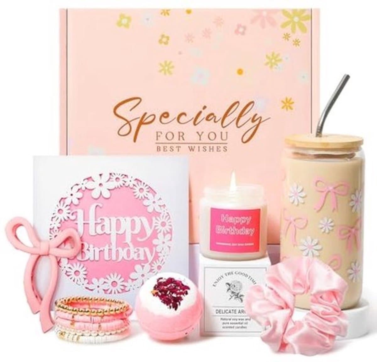 Birthday Gift for Women 10 11 12 16 18 21 30 Years Birthday Gift Girls Teenagers Best Friend Gift Set Pink Stuffs Gift Set for Boyfriend Sister Coworker — afbeelding 1
