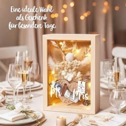 Romantisch geldcadeau met eeuwige bloemen en houten doos voor hem en haar — thumbnail 3