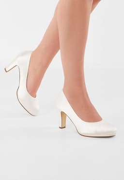 Elegante Bruidsschoenen met Blokhak en Plateau - Ivoor Satijn — thumbnail 2