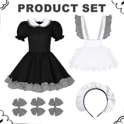 Dailygoods- Maid Kostuum Schattige Outfit - Klassieke Cosplay - Anime Cosplay - Zwart-Wit Geruit - Hoofdband - Voor Kerstmis/Halloween — thumbnail 5