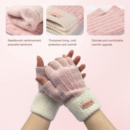 Dailygoods- Vingerloze Handschoenen - 2 Paar - Thermische Winterhandschoenen - Warme Gebreide Halve Vingers - Typen Handschoenen voor Hardlopen - Geschikt voor Dames - Vingerloze Wanten — thumbnail 2