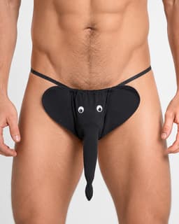 Okado Grappige Heren String Olifant Zwart – Elastisch One Size Ondergoed met Slurf – Humor Cadeau voor Date, Vrijgezellenfeest en Pride Party — thumbnail 2