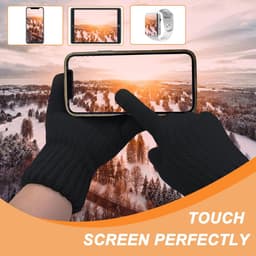 Handschoenen Mannen Wol Fleece Gevoerde Thermische Handschoenen Touch Screen Warm Gebreide Handschoenen Gift voor Running Ski Outdoor — thumbnail 4