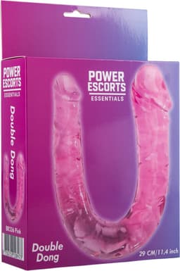 Power Escorts Double Dong BR336 – Flexibele Dubbelzijdige Dildo – 29 cm – Transparant Roze — thumbnail 1