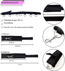 QUOVO® Sex Toys voor Koppels - 6 Delen Set - SM Pakket - Bondage - Vastbinden - Kit - Startset - Handboeien - Zwart BDSM- 25cmx 20cm x 8cm — thumbnail 2