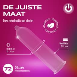 ON) ONsize condooms | 72 mm breedte | 50 stuks verpakking | Flinterdun | met siliconen glijmiddel | Dunne 0,07 mm wanddikte — thumbnail 3
