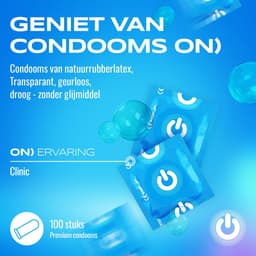 ON) condooms Clinic - Zonder glijmiddel | 52 mm breedte | 100 stuks verpakking | droog | dunne 0,07 mm wanddikte — thumbnail 3