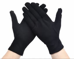 Katoenen handschoenen Zwart L - 12Stuks/6Paar Beschermende Handschoenen - Gezondheidszorg - Ziekenhuis - Beauty Center - Kapper - Salon Spa Tattoo – Jewelry - Eczeem - Allergie - Handcrème - Juweliers - Munt handschoen — thumbnail 3