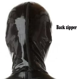 SnelShoppen - Zwarte Modieuze Latex Kap - Handgemaakt Latex Masker met Rits aan de Achterkant en Snorkel - Ideaal voor Latex Club Cosplay Kostuums M — thumbnail 2